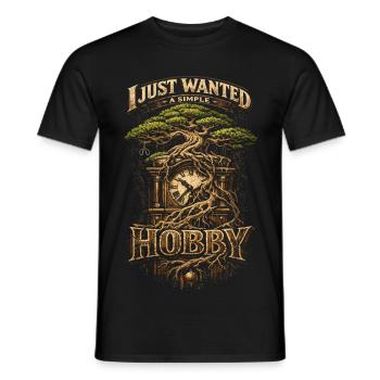 Bonsaibaum I Just Wanted A Simple Hobby - Männer T-Shirt - Schwarz - Vorne - AI Model Male 178 light (178cm)