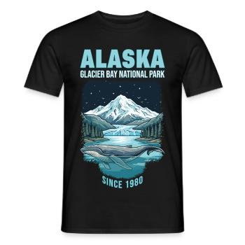Parc national des glaciers de croisière de l’Alaska 1980 - T-shirt homme - noir - Devant - AI Model Male 178 light (178cm)