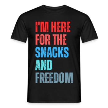 Slogan du plaisir de grignoter et liberté - T-shirt homme - noir - Devant - AI Model Male 178 light (178cm)