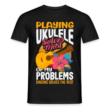 Ne me force pas à utiliser ma voix de ukulélé, musicien hawaïen - T-shirt homme - noir - Devant - AI Model Male 178 light (178cm)