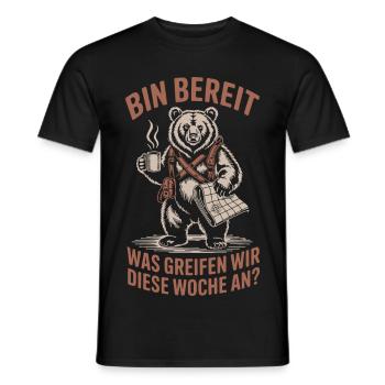 Bin Bereit – Abenteuer Bär Outdoor Humor Design - Männer T-Shirt - Schwarz - Vorne - AI Model Male 178 light (178cm)
