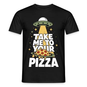 Emmène-moi à ta pizza OVNI Alien - T-shirt homme - noir - Devant - AI Model Male 178 light (178cm)