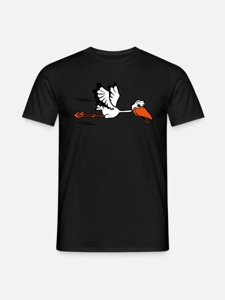 storch fliegen - Männer T-Shirt - Schwarz