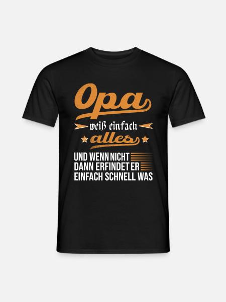 Opa Geschenkidee Opa weiß alles Spruch Großvater - Männer T-Shirt - Schwarz