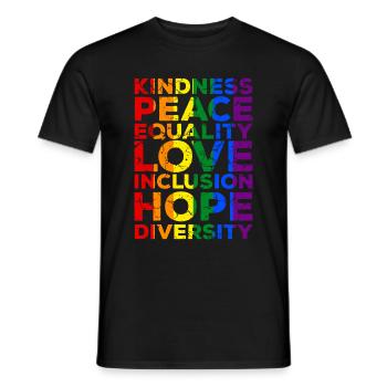 LGBT LGBTQ Arc-en-ciel drapeau Equality Gay Pride - T-shirt homme - noir - Devant - AI Model Male 178 light (178cm)