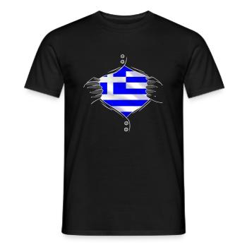 Le drapeau de la Grèce est fier - T-shirt homme - noir - Devant - AI Model Male 178 light (178cm)