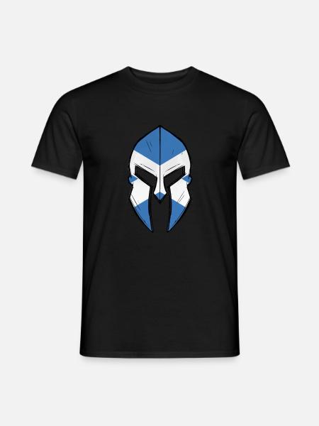 Drapeau écossais dans le casque du guerrier spartiate - T-shirt homme - noir