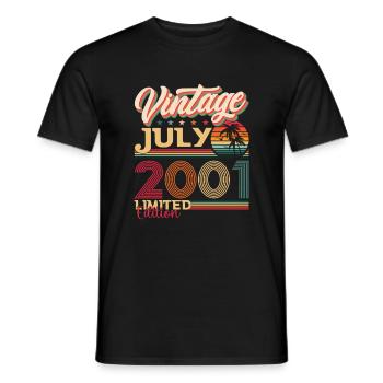 Vintage July 2001 21st birthday Men 21 years - Men's T-Shirt - black - Front - AI Model Male 178 light (178cm)