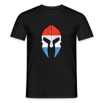luxembourg flag in Spartan warrior helmet - Men's T-Shirt - black - Front - AI Model Male 178 light (178cm)