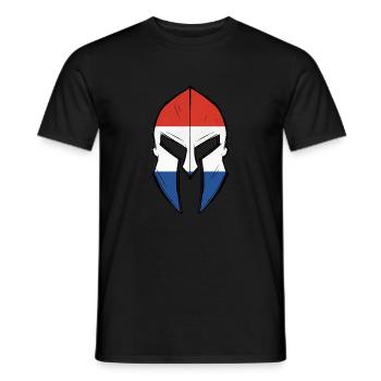 drapeau néerlandais dans le casque du guerrier spartiate - T-shirt homme - noir - Devant - AI Model Male 178 light (178cm)
