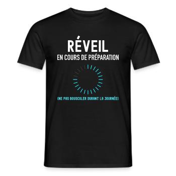 réveil cadeau baptême - T-shirt homme - noir - Devant - AI Model Male 178 light (178cm)
