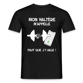 Mon Haltère m'appelle Cadeau Sport Entrainement - T-shirt homme - noir - Devant - AI Model Male 178 light (178cm)