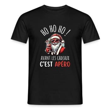 Apéro Cadeau T-shirt Noël Humour - T-shirt homme - noir - Devant - AI Model Male 178 light (178cm)