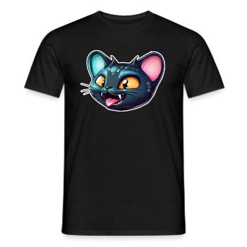Drôle de visage de chat extraterrestre - T-shirt homme - noir - Devant - AI Model Male 178 light (178cm)