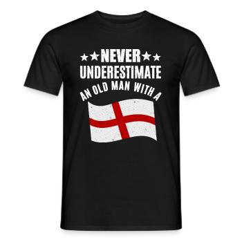 Alter Mann Mit Englischer Flagge - Männer T-Shirt - Schwarz - Vorne - AI Model Male 178 light (178cm)