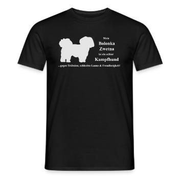 Bolonka Zwetna mit weißer Schrift - Männer T-Shirt - Schwarz - Vorne - AI Model Male 178 light (178cm)