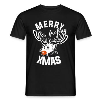 putain de noël noël renne drôle moche - T-shirt homme - noir - Devant - AI Model Male 178 light (178cm)