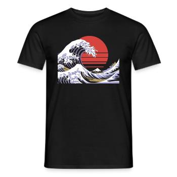 Big Wave Vaporwave Aesthetic 80s Anime Fashion - Männer T-Shirt - Schwarz - Vorne - AI Model Male 178 light (178cm)