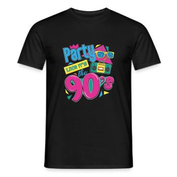 party like it's the 90s - Männer T-Shirt - Schwarz - Vorne - AI Model Male 178 light (178cm)