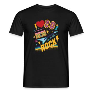 retro 80s party und rock - Männer T-Shirt - Schwarz - Vorne - AI Model Male 178 light (178cm)