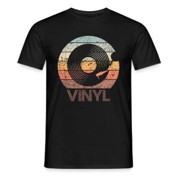 Schallplattenspieler Vinyl Schallplatte Vintage - Männer T-Shirt - Schwarz - Vorne - AI Model Male 178 light (178cm)