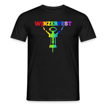 lustiger Regenbogen Korkenzieher zum Winzerfest - Männer T-Shirt - Schwarz - Vorne - AI Model Male 178 light (178cm)