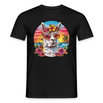 Alpaka Lama Blumen für Alpakaliebhaber - Männer T-Shirt - Schwarz - Vorne - AI Model Male 178 light (178cm)
