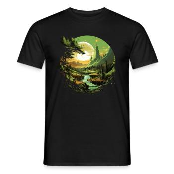 Von der Natur inspirierte landschaftliche Kunst - Männer T-Shirt - Schwarz - Vorne - AI Model Male 178 light (178cm)