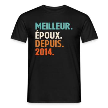 Meilleur Époux Depuis 2014 | 10 anniversaire - T-shirt homme - noir - Devant - AI Model Male 178 light (178cm)