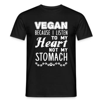 Vegan Because I Listen To My Heart - Men's T-Shirt - black - Front - AI Model Male 178 light (178cm)