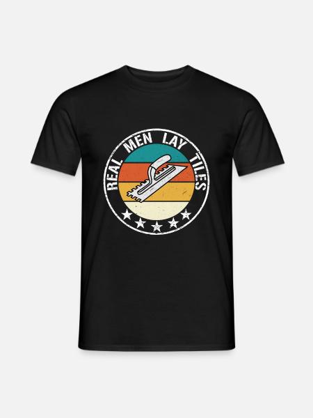 De vrais hommes seront en pose de carreaux Tiler Tshirt - T-shirt homme - noir