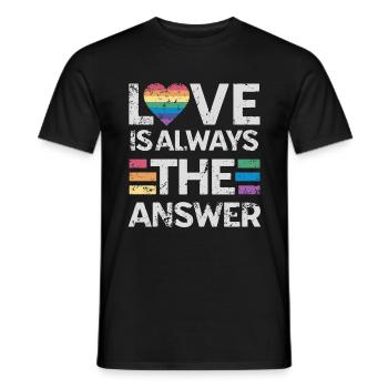 L’amour est toujours la réponse - Liebe ist die Antwort - T-shirt homme - noir - Devant - AI Model Male 178 light (178cm)