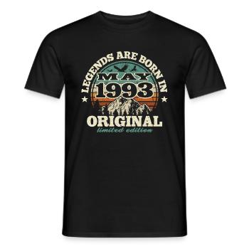 95 years old - legend born in 1993 - Men's T-Shirt - black - Front - AI Model Male 178 light (178cm)
