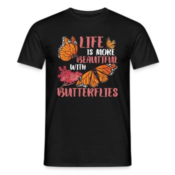 Life Is More Beautiful With Butterflies - Men's T-Shirt - black - Front - AI Model Male 178 light (178cm)