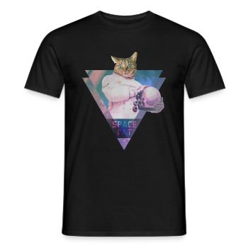 SPACE CAT - Men's T-Shirt - black - Front - AI Model Male 178 light (178cm)