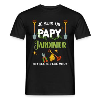 Papy jardinier perfection - T-shirt homme - noir - Devant - AI Model Male 178 light (178cm)