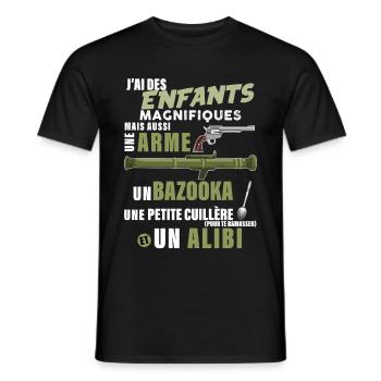 Humour idée cadeau papa citation drôle père - T-shirt homme - noir - Devant - AI Model Male 178 light (178cm)