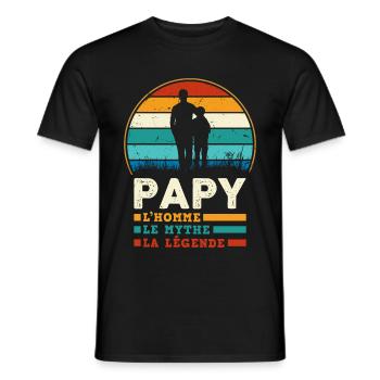 Mon Papy, l'homme, le mythe la légende et mon pote - T-shirt homme - noir - Devant - AI Model Male 178 light (178cm)