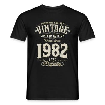 1982 Jahrgang geboren Vintage GeburtstagGeschenk - Männer T-Shirt - Schwarz - Vorne - AI Model Male 178 light (178cm)