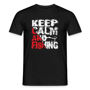 Keep Calm And Fishing Angler Fischer Sprüche - Männer T-Shirt - Schwarz - Vorne - AI Model Male 178 light (178cm)