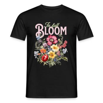 En pleine floraison – Passion florale - T-shirt homme - noir - Devant - AI Model Male 178 light (178cm)