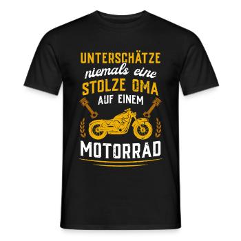 ...stolze Oma auf einem Motorrad - Männer T-Shirt - Schwarz - Vorne - AI Model Male 178 light (178cm)