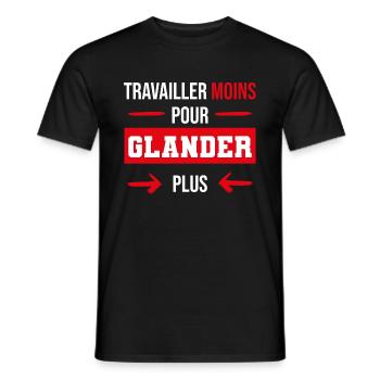 cadeau drôle travailler moins glander plus - T-shirt homme - noir - Devant - AI Model Male 178 light (178cm)