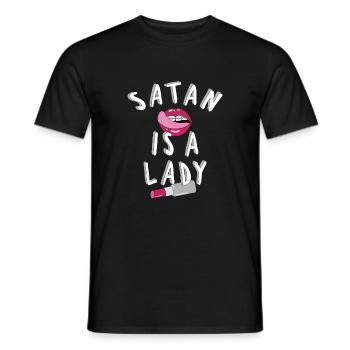 Satanic Satanic femmes drôles est un rouge à lèvres Lady Lips - T-shirt homme - noir - Devant - AI Model Male 178 light (178cm)