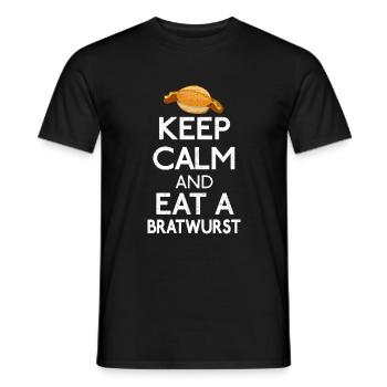Stay calm and eat a bratwurst first - Men's T-Shirt - black - Front - AI Model Male 178 light (178cm)