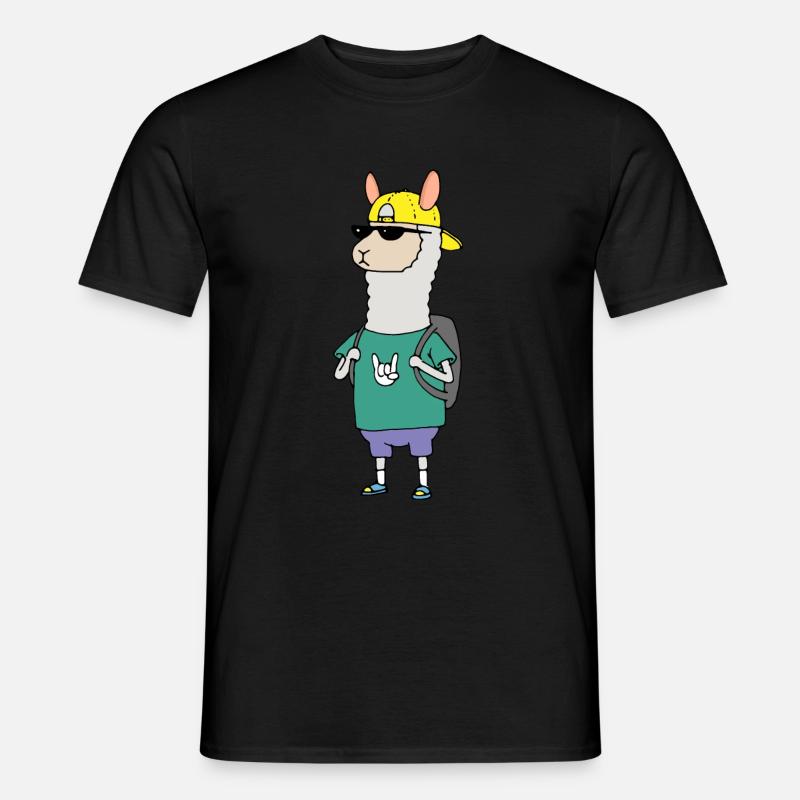 Alpaka - Männer T-Shirt - Schwarz