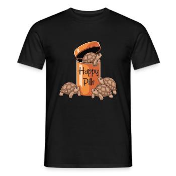 Shell-covered lucky pills!, Sulcata turtle - Men's T-Shirt - black - Front - AI Model Male 178 light (178cm)