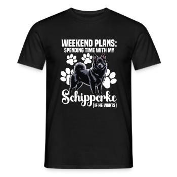Weekend plans: Time with my Schipperke - Men's T-Shirt - black - Front - AI Model Male 178 light (178cm)