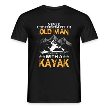 Old man with a kayak - Men's T-Shirt - black - Front - AI Model Male 178 light (178cm)