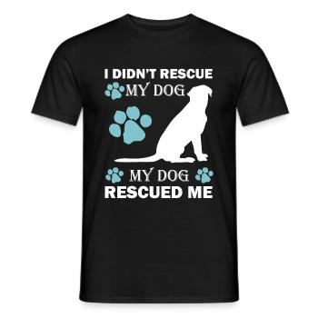 Sauvée de chien d'abri rue Chien Chien - T-shirt homme - noir - Devant - AI Model Male 178 light (178cm)